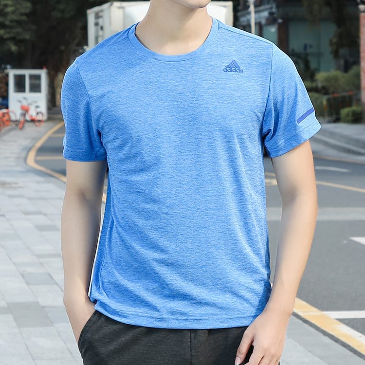 adidas T Shirts Men's Blue Crew Neck Moderate Straight Fit FL8582