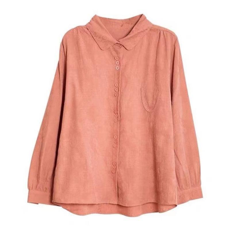 Cămașă din bumbac de înaltă calitate pentru femei, cu mâneci lungi, elegantă, ocazională de toamnă, mică, largi, de primăvară, toamnă, cămașă jacquard pentru femei