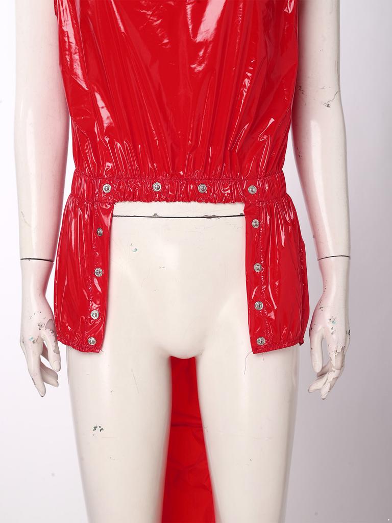 S-3XL Women‘s Waterproof Romper Sleeveless Back Zipper Elastic Waist Press Button Crotch Jumpsuit for Pool Party Nightclub
