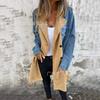 Automne et hiver nouveau mode européenne et américaine pour femmes costume col revers patchwork denim moyen et long extérieur