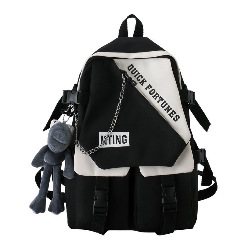 Schoolbag backpack female college student Japanese simple backpack contrasting colors trendy brand niche middle school student high school bag couple