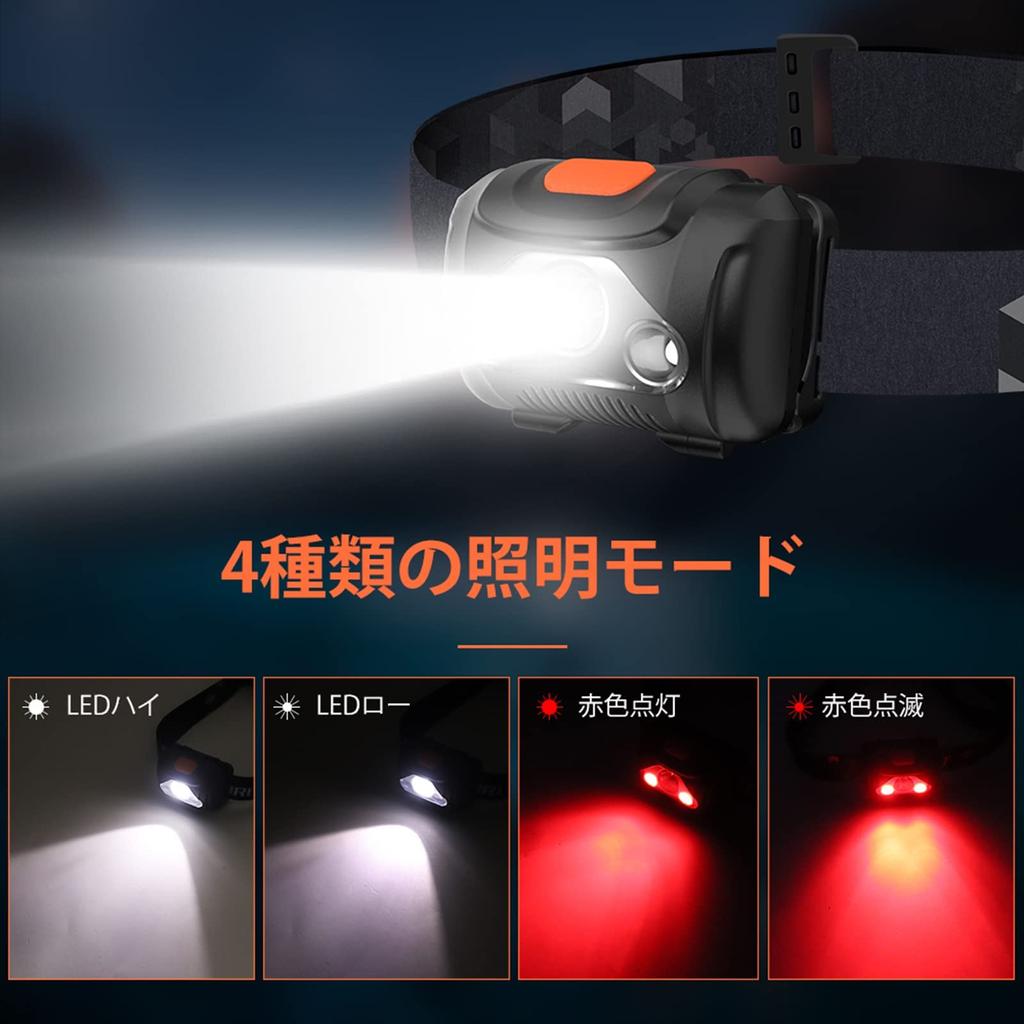 Faro LED DAI NING a Batteria Set di 2 Batterie AAA Regalo per il Giorno Lampada Frontale Alta Luminosità Ultraleggera 4 Modalità di Illuminazione Luce Bianca Rossa SOS