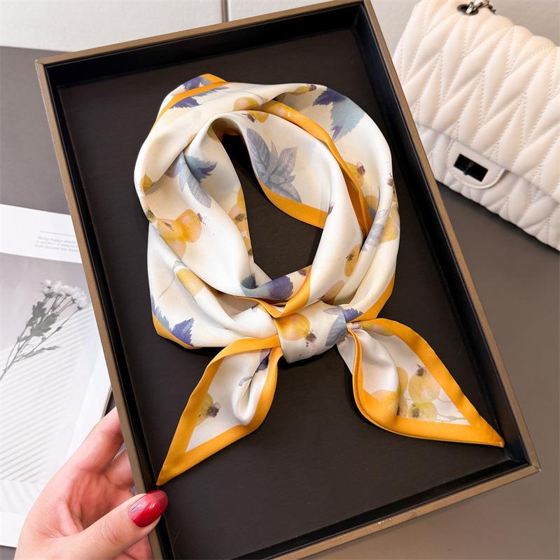 

Женский длинный шелковый шарф, сумка, галстук, женский шейный тонкий шарф, повязка для волос, фруктовый принт, брендовый женский шейный платок, лента 147x14 см 14x147cm