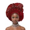 New Fashion Heavy Industry African Turban Hat Turban Hat Wedding Party Gele Adjustable 