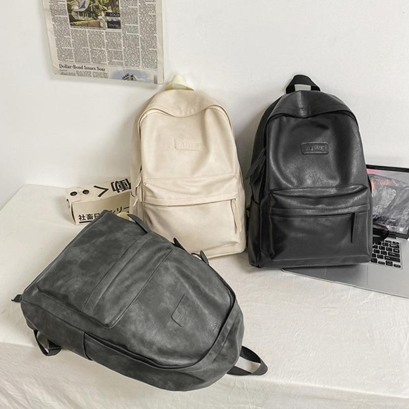 Luxury PU Leather Backpack for Men and Women Large Capacity Laptop Bag Vintage Designer Travel Pack