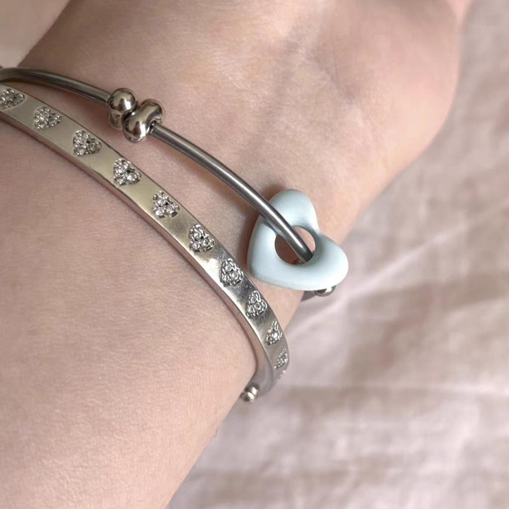 Romantic Love Heart Beaded Bracelet Adjustable For Daily Wear And Gifts Alloy Chain With Colorful Resin Beads