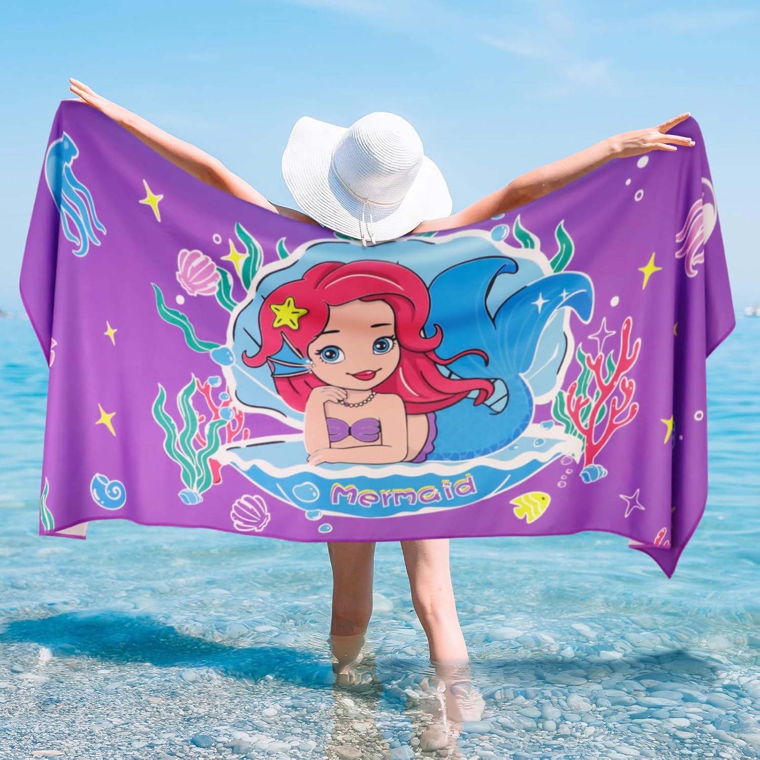 

Dinosaur Kids Beach Towel for Boys, Cool Dino World Design Quick-Dry Sand-Free Absorbent Bath Towel for Swim and Camping W40*H60(CM)