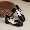 Sandal girl 2025 new pointed thick heel with skirt gentle single shoe fashion low heel bag head fairy style versatile