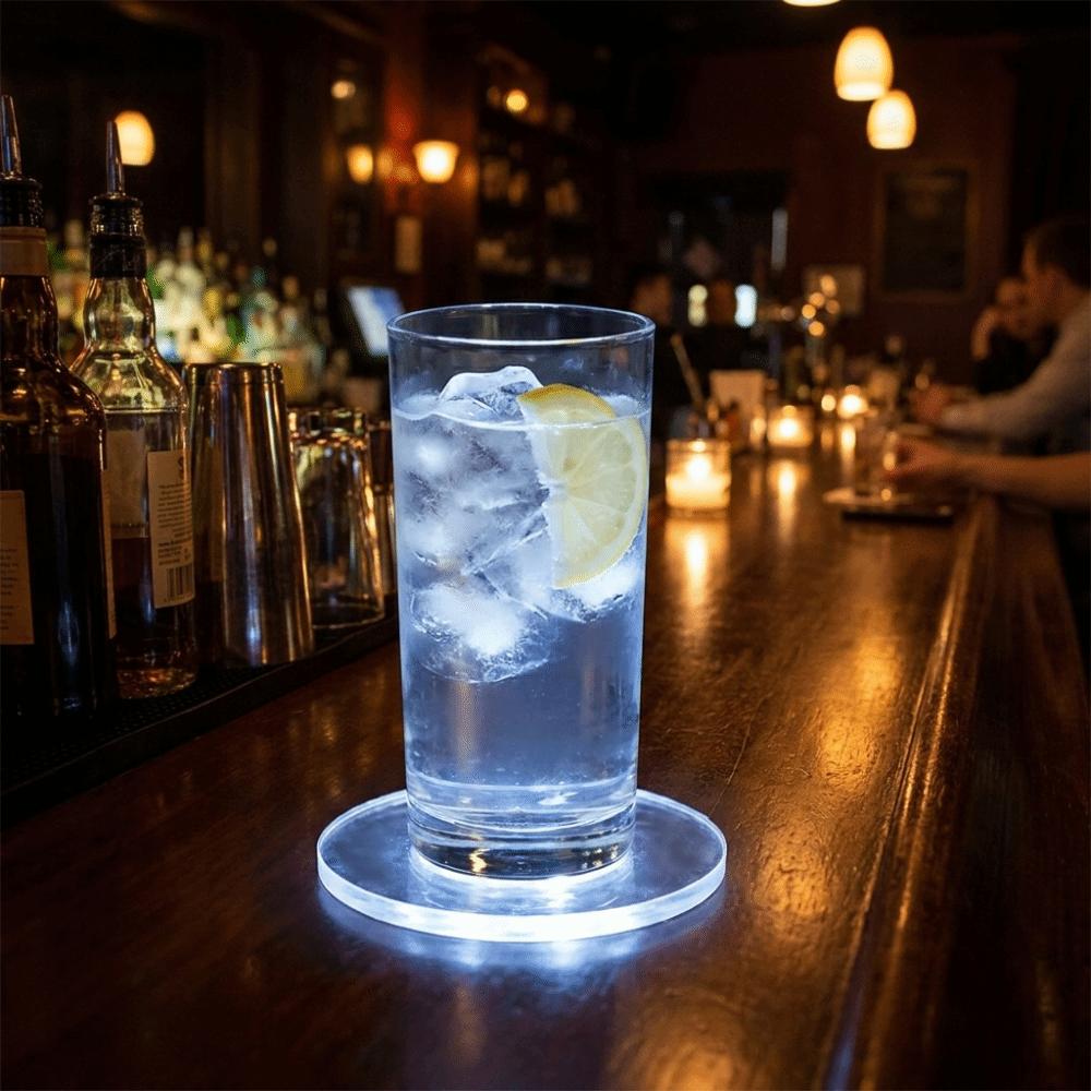 Super Thin LED Cup Coaster Colorful Cocktail Coaster Light Emitting Drink Coaster Stall Light