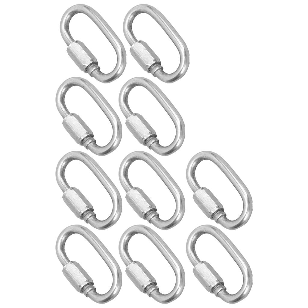 10 Stück M5 Schnellglied Edelstahl Schwerlast Kettenglied Schraubverschluss D-Form Verriegelungskarabiner