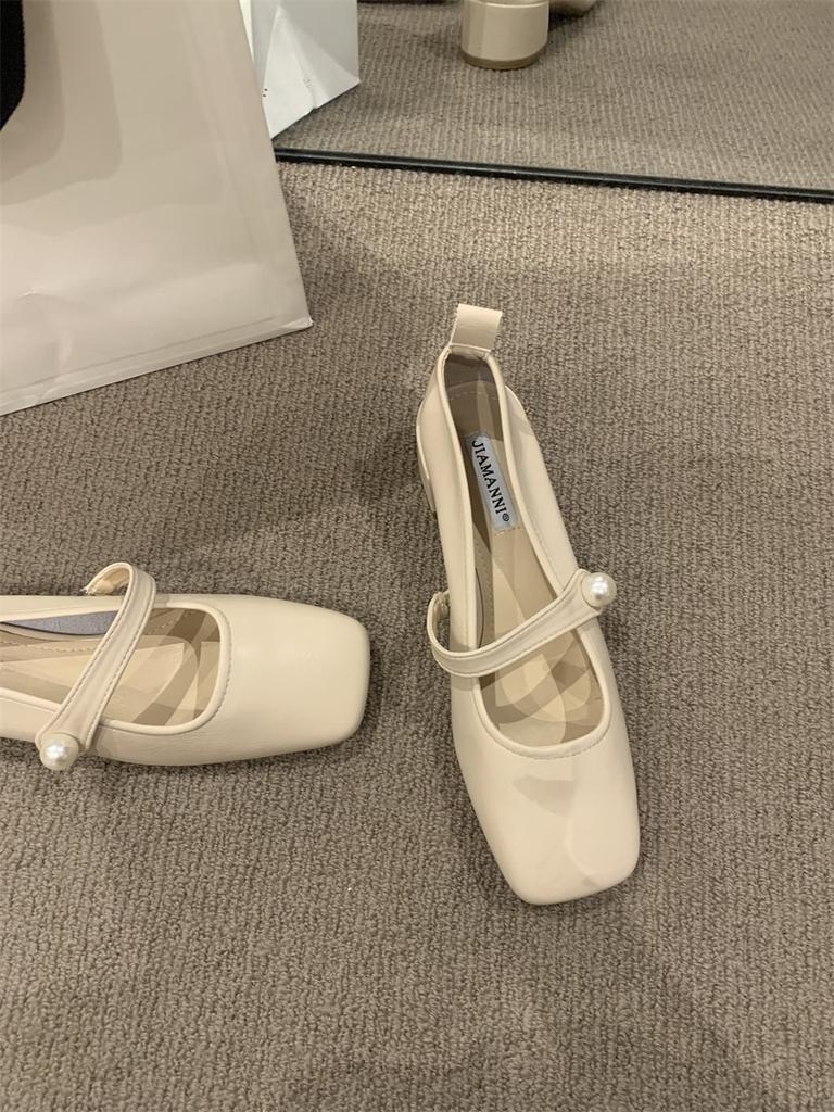 French thick heel with Mary Jane shoes women's shoes 2025 spring and autumn square head with skirt single shoes versatile single shoes