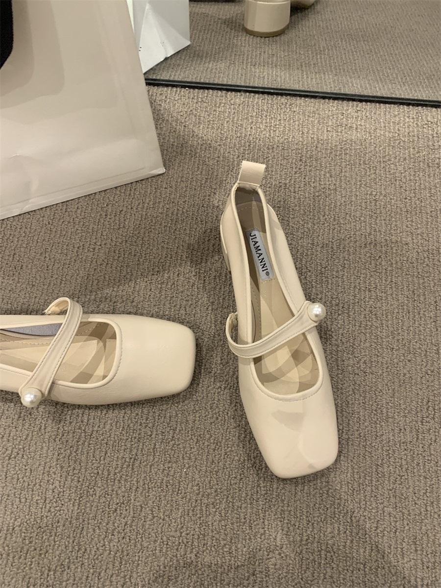 

толстый каблук с туфлями Мэри Джейн женская обувь весна и осень новые туфли с квадратным носком и юбкой темпераментные одинарные туфли 39