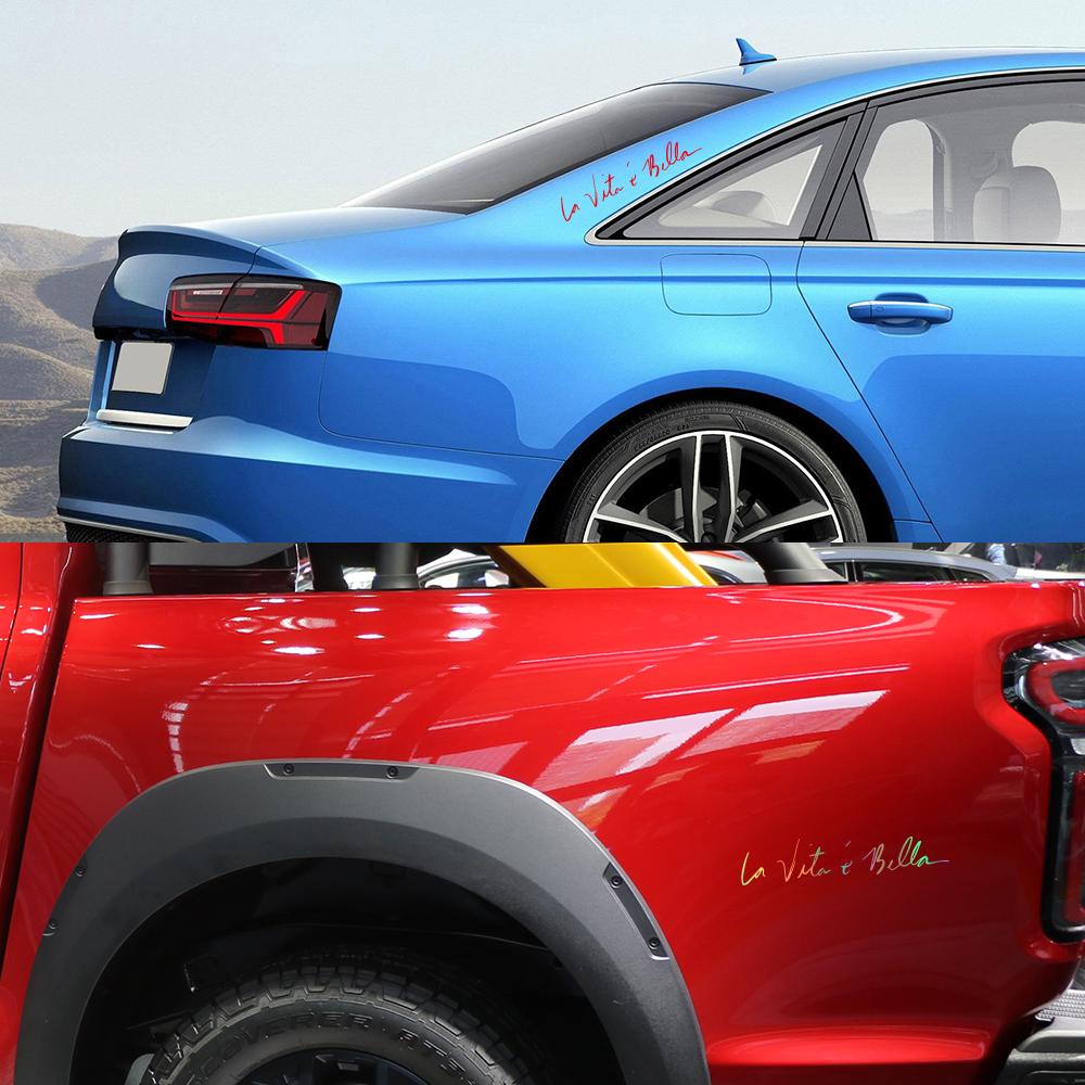 Adesivi per auto di varie dimensioni La Vita E Bella Lettere Decalcomanie Decalcomanie in vinile Moda Creativa Auto Corpo intero Adesivi per lo stile della testa