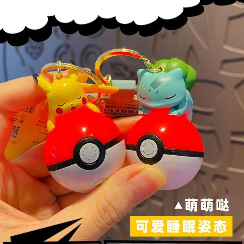 Genuine Pikachu Keychain Psyduck Piplup Bulbasaur Anime Action Figures Toy Keyring Fragrance Pendant Christmas Gifts