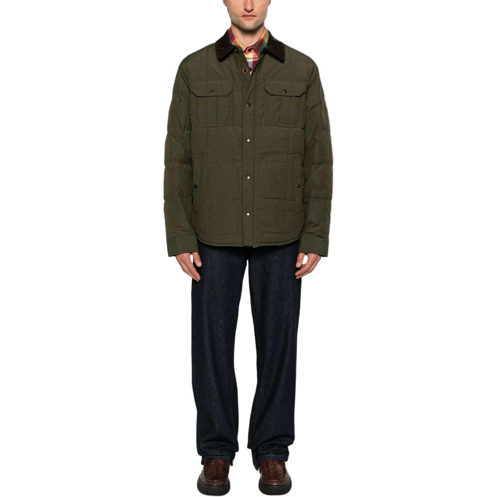 Polo Ralph Lauren Solid Color Single-Breasted Waterproof Long Sleeve Down Jacket Men outerwear Dark-Green 710939330-001