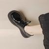 Small leather shoes women's spring and autumn new retro black versatile single shoes lace-up Le platform shoes