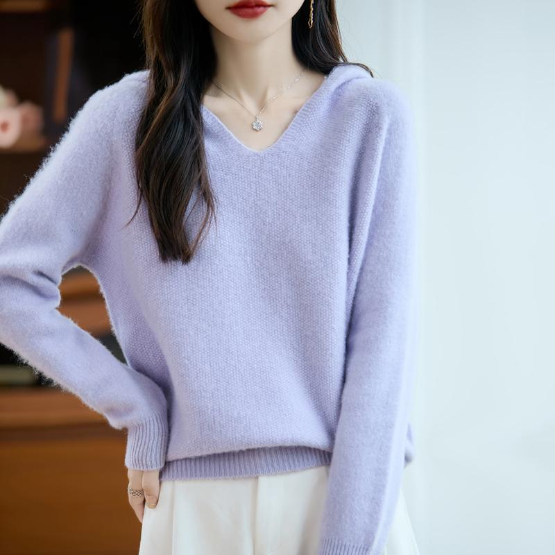 Women's cashmere sweater Qinghe cashmere 30% cashmere 70% wool autumn and winter pullover warm and fashionable