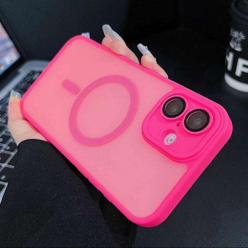 

Luxury Glass Lens Film Protector Magnetic Case for iPhone 16 15 14 Plus 11 12 13 Pro Max 16Pro 15Pro Max Translucent Matte Cover for iPhone 16