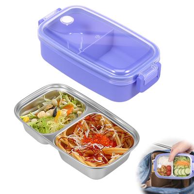 540 ML Lunchbox 304 Edelstahl Bento Boxen 2 Fächer Lebensmittelbehälter mit auslaufsicheren Deckeln für Studenten Büroangestellte