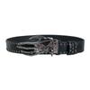 Trendy Men's Leather Belt with Skull Heart Design, Punk Style Snap Buckle, Casual Trouser Accessory