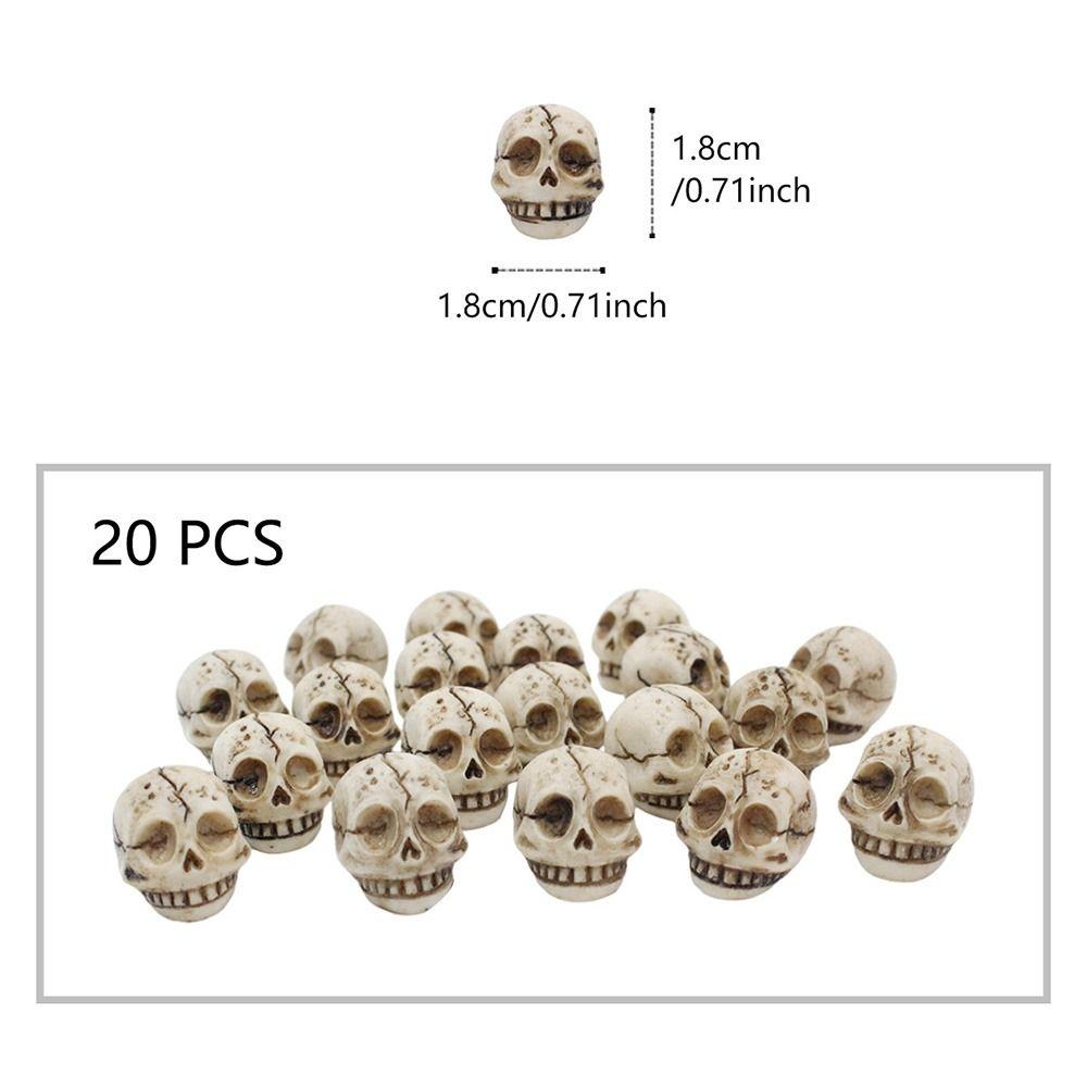 20PCS Resin Mini Skull Figurine Lightweight Ghost Decorative Statue  Halloween Supplies