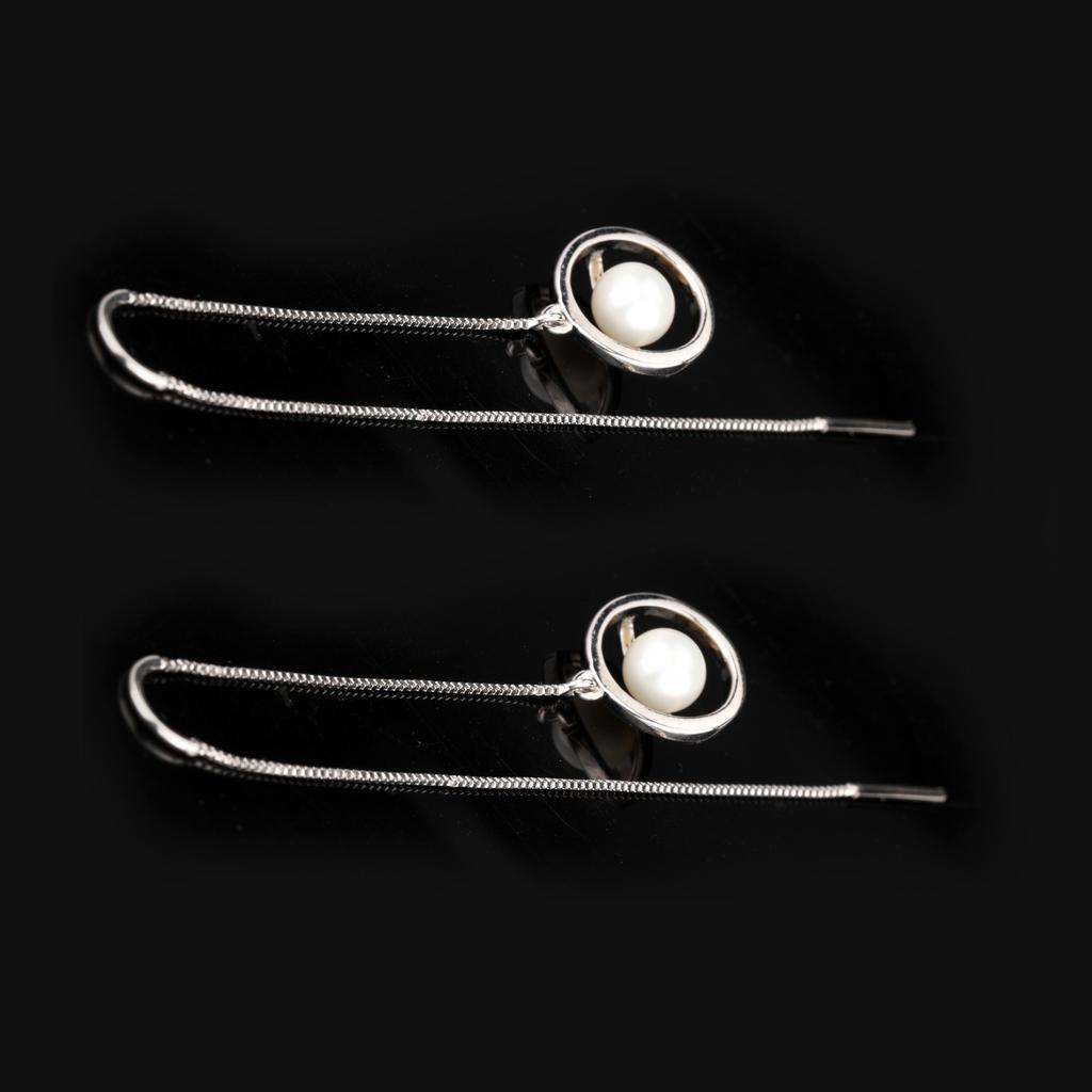 Freshwater Pearl Stud Earrings 925 Sterling Silver Rhodium Jewelry Gift for Her