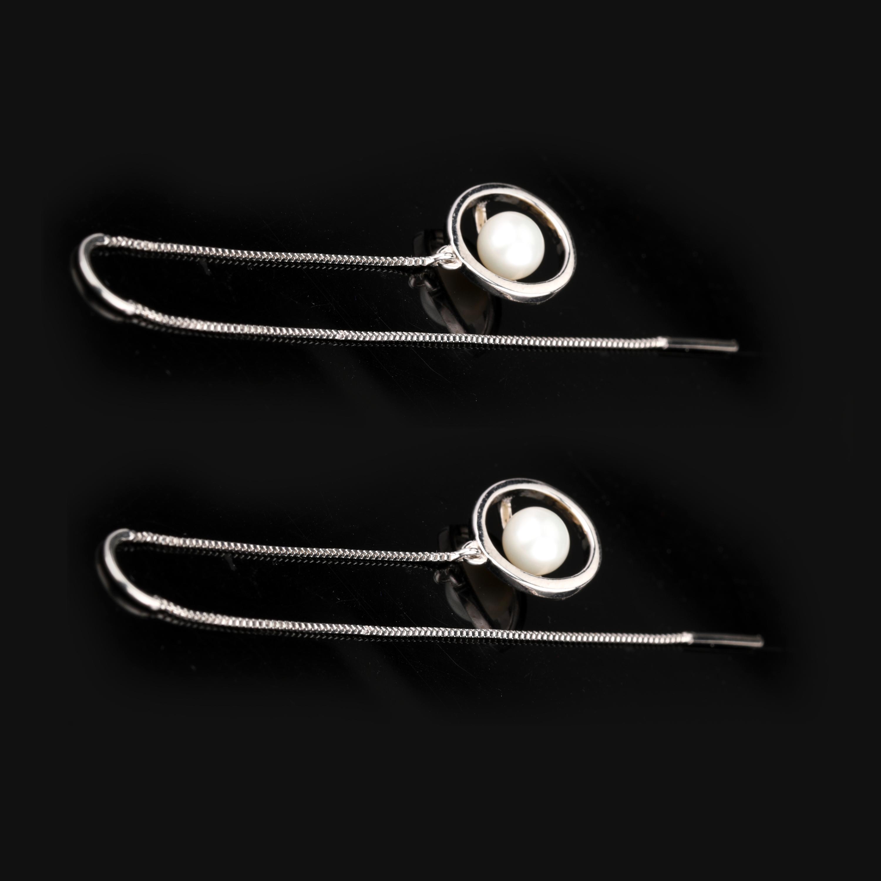 

Freshwater Pearl Stud Earrings 925 Sterling Silver Rhodium Jewelry Gift for Her срібний