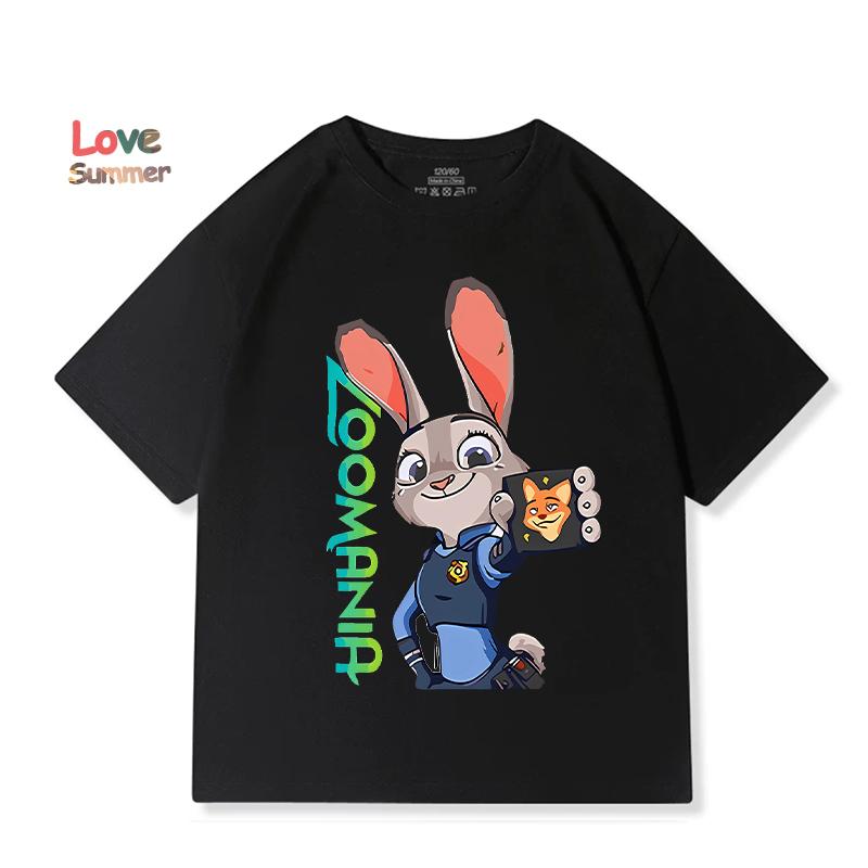 Zootopia 2 Kinder T-Shirts 4 bis 14 Jahre Kurzarm Judy Nick Jungen Mädchen 2026 Neu Sommer Judy Aufdruck Nick T-Shirt