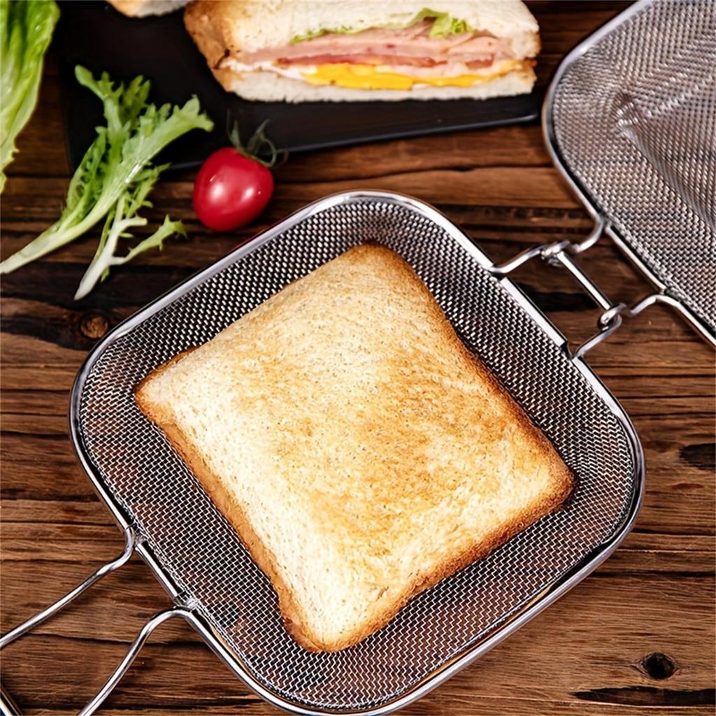 Stainless Steel Sandwich Toaster Grill Pan Sandwich Clip Bread Heating Oven Accessories Baking Tool Non Stick Cooking Grid