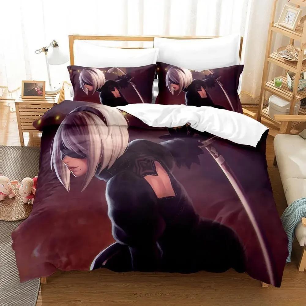 Nier Automata Bedding Set Single Twin Full Queen King Size Bed Set Adult Kid Bedroom Duvet Cover Sets 3D Anime Bed Sheet Set