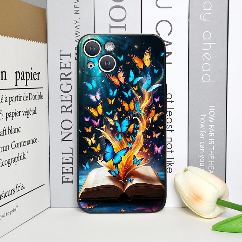 Beautiful Forest Butterfly Book Printed Phone Case for iPhone 17 16 12 11 14 13 15 Pro Max Mini X XS MAX XR 7 8 Plus Soft Cover