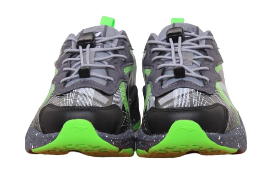 Li Ning YOUNG Slip Resistant Cushioning Abrasion Resistant Lightweight Casual Shoes Black Gray Green Teenagers YKCS120-11