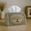 1pc Tissue Box Holder Featuring a Timeless Ornamental Vintage Design of The Tree of Life Relief, Made from Durable Polyester, Perfect for Use In The K