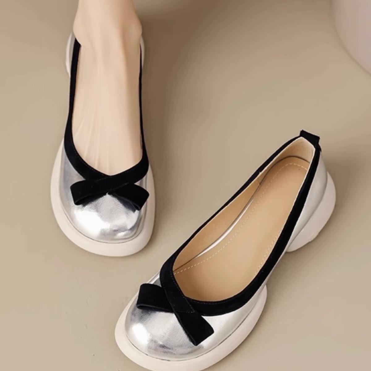 

2024 Autumn New Women s Leather PU Platform Casual Shoes Ladies Gladiator Party Dress Shoes for Woman Shallow Roman Single Shoes 40 срібний