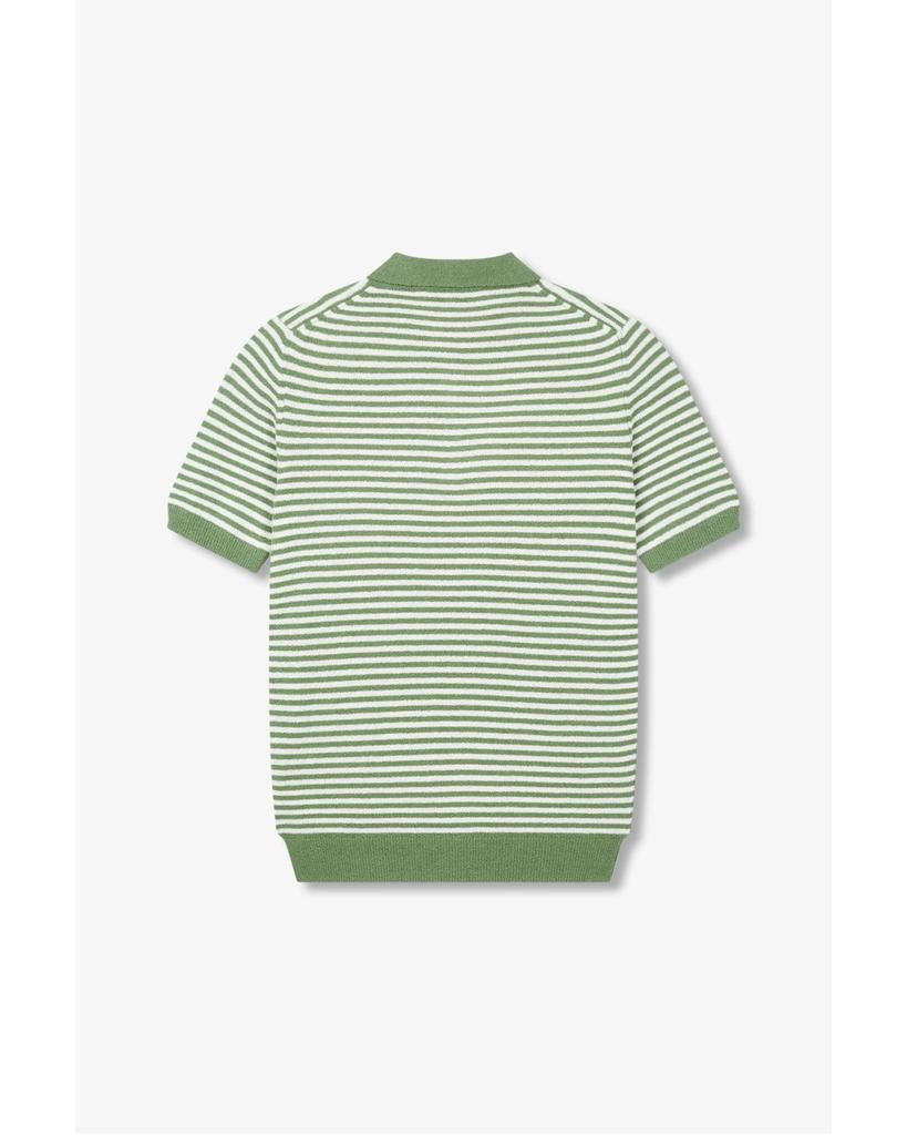 MAN ON THE BOON [M.Ottaviani] Striped Terry Polo Knit_Green 4714113110
