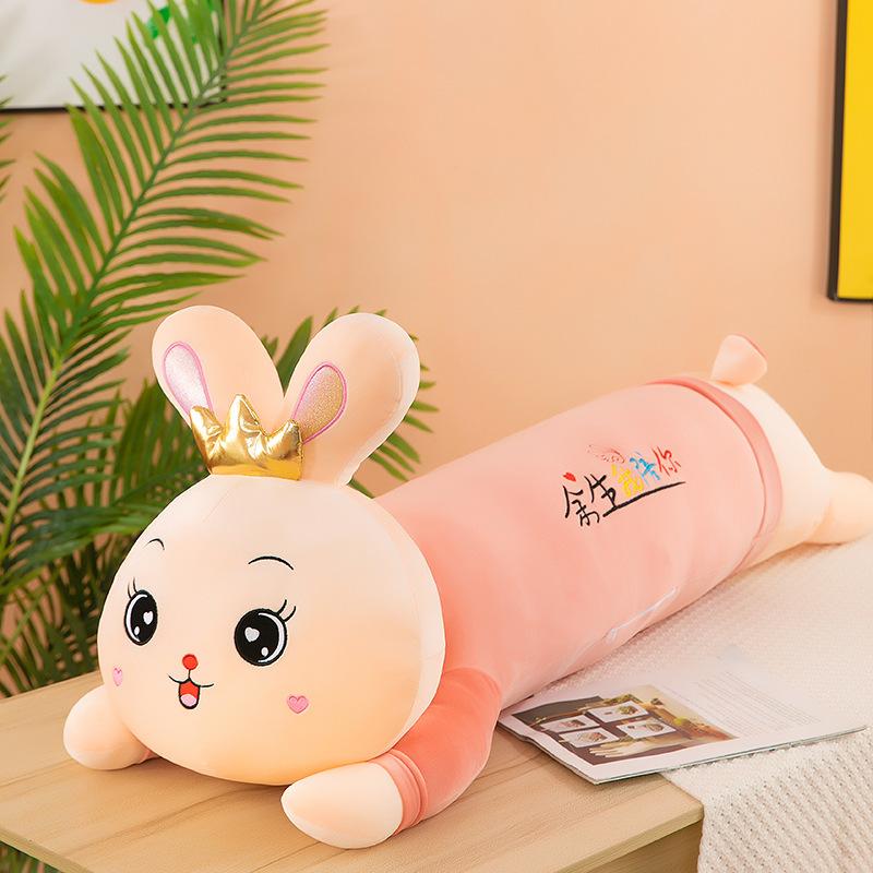 

Новая плюшевая игрушка кролик в короне, лежащий, для девочки, для сна, с длинными ногами, подушка-обнимашка, прикроватная подушка, кукла для признания 80cm【0.5kg】