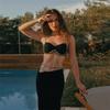 New Spring and Summer Women's Clothing Personality Contrast Color Camisole Sexy Slim Side Slit Skirt Suit