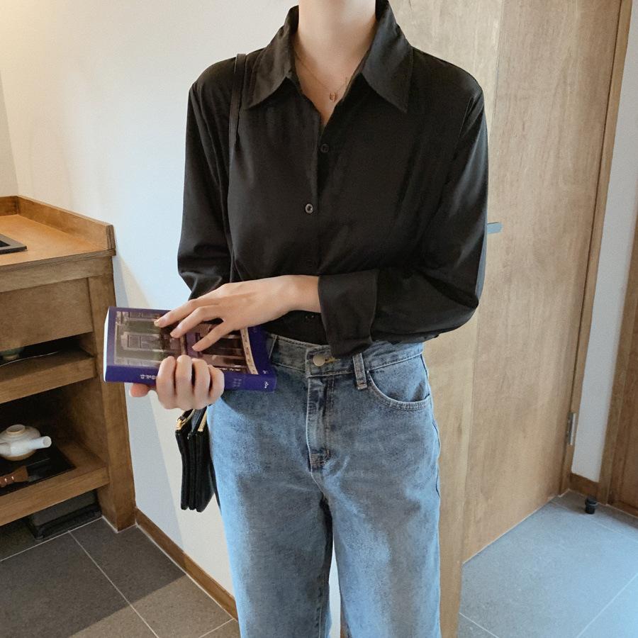 

Удобная и универсальная рубашка Женская универсальная белая шифоновая рубашка Женская Дизайнерская нишевая блузка Женская Темпераментная элегантная модная блузка XXL чёрный