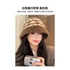 Women Fair Isle Knit Fisherman Hat Large Head Size Warm Bucket Hat