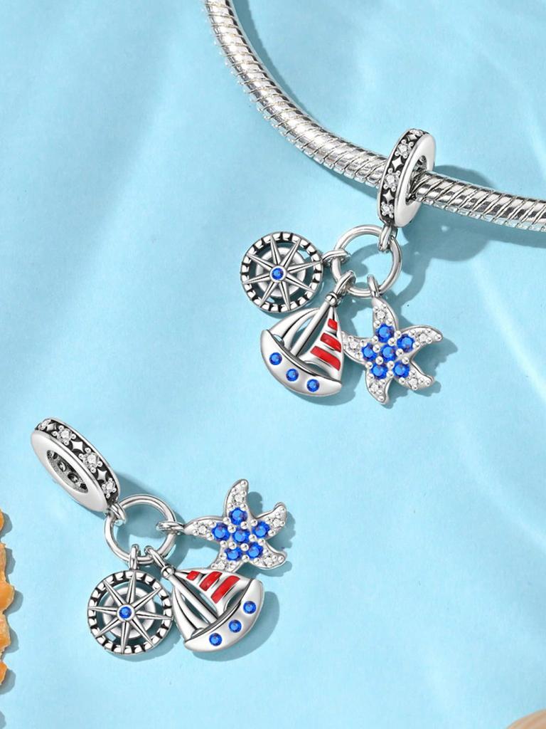 Charm Plata Travel Luggage Pyramid Bead Charms Copper Plated Fits Charm Genuine Bracelets For Jewellery Crafting DoItYourself Charms