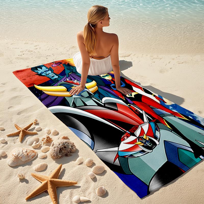 1pc UFO Robot Grendizer4 Beach Towel, Comfortable and Thick, and Swimming/Bath/Picnic/Camping Towel, Suitable for Seaside Beaches
