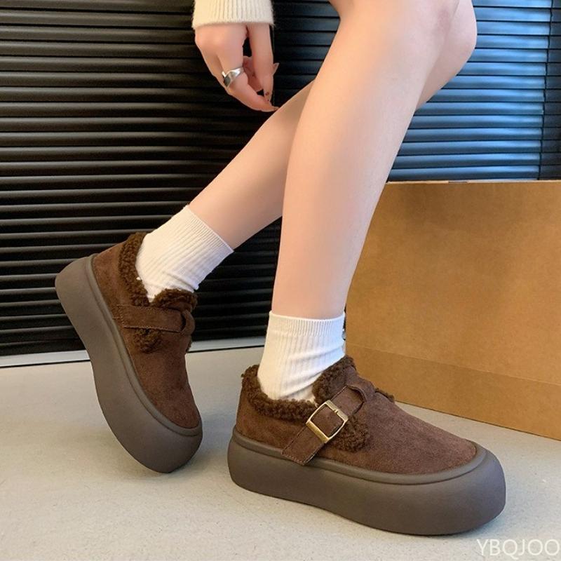 Women's New Autumn Winter Versatile Thick Soled High Rise Snow Cotton Shoes Simple Comfortable Daily Casual Warm Shoes