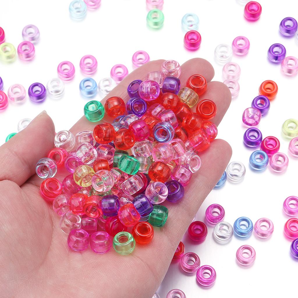 200pcs Transparent Acrylic Beads 6x9mm Big Hole Loose Spacer Beads For Jewelry Making DIY Necklace Bracelets Key Chain Supplies