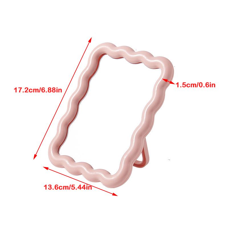 Corrugated Desktop Makeup Mirror Solid Color Simple Portable Handheld Makeup Mirror Foldable Student Compact Cute Mirror