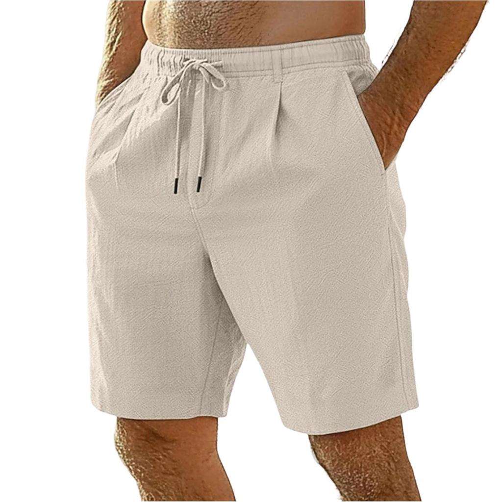 Men's Thin Flax Breathable Beach Sports Leisure Loose Five Points Short