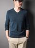 Men's High-End All-Wool Round Neck Sweater - Pure Color Knitwear for Autumn and Winter