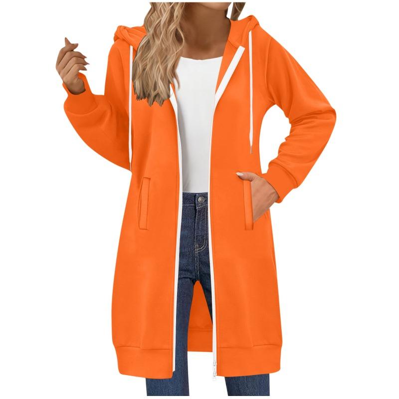 Women's Long Sweatshirt Casual Versatile Drawstring Long Sleeve Hooded Jacket Pockets