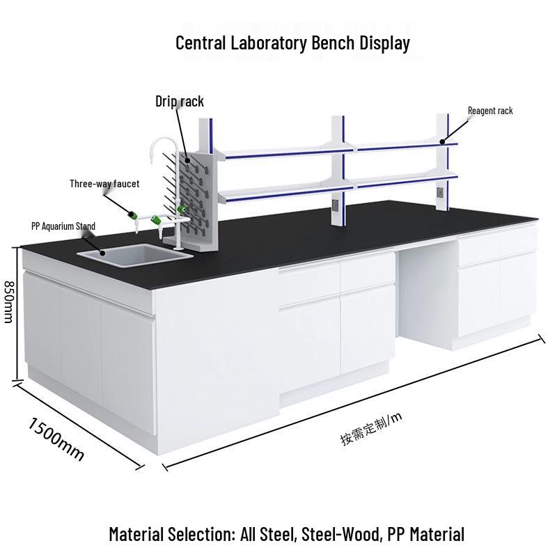 All-Steel Central & Steel-Wood Side Laboratory Experiment Bench