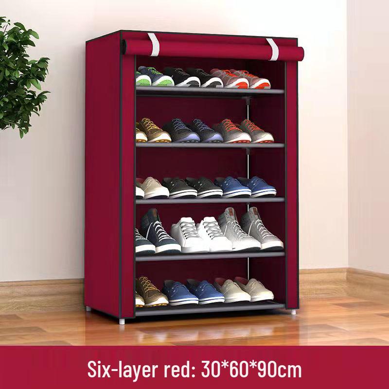 Multi-layer Dustproof Shoe Rack with Roller Blind for Dorms and Rental Rooms