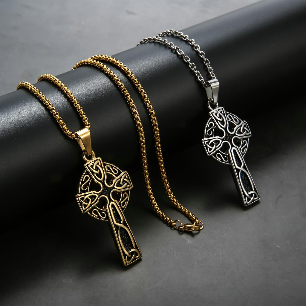 Listed Titanium Steel 65MM Celtic Cross Men's Pendant Gothic Style Stainless Steel Pendant